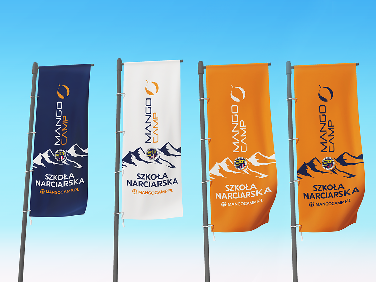 Mango Camp – flagi reklamowe szkoły narciarskiej